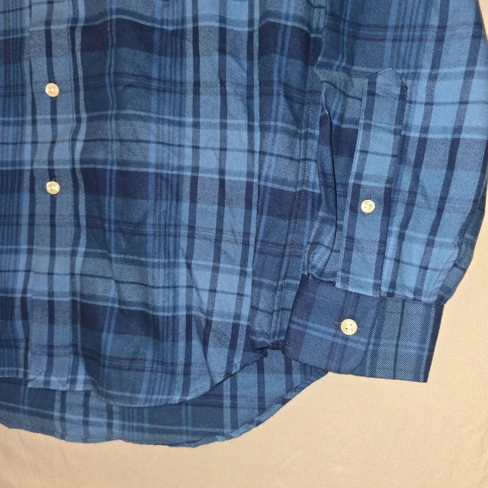 Ralph Lauren Performance Flannel Small Mens Blue Plaid Classic Fit Shirt
